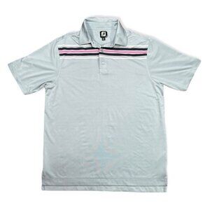 FootJoy Men’s Blue W/ Stripes Short Sleeve Golf Polo Shirt Size Large
